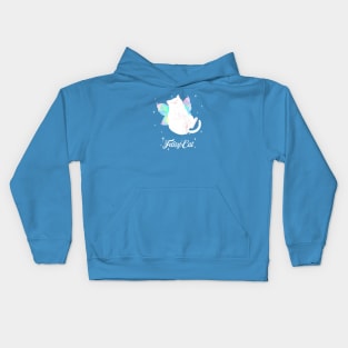 Happy Fairy White Cat (with white text) Kids Hoodie